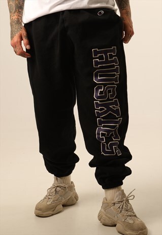 VINTAGE CHAMPION EMBROIDERED LOGO COLLEGE JOGGER BOTTOMS