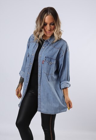 DENIM SHIRT PLAIN OVERSIZED FITTED UK 18 (FBFK)