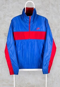 Vintage 80s Nike Jacket Red Blue 1/4 Zip Medium