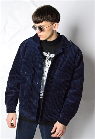 VINTAGE 80S NAVY BLUE CORDUROY JACKET