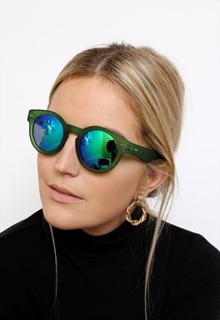 GREEN MIRROR METALLIC SUNGLASSES