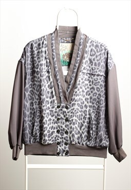 Vintage Blouse Long Sleeve Animal Print V-neck Blouse Shirt