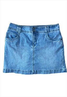 Vintage Y2K Light Wash Denim Mini Skirt (L/XL) 