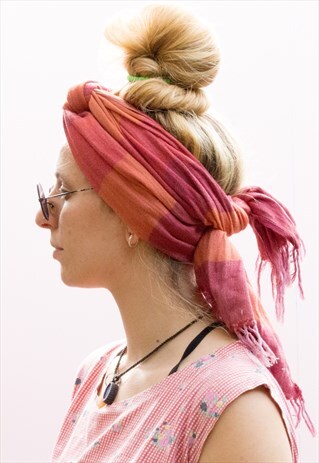 VINTAGE HIPPIE COTTON STRIPE HEAD SCARF