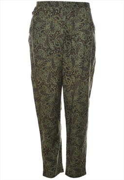 Vintage Paisley Pattern Green Casual Trousers - W26