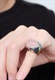 Natural Rose Quartz Statement Solid Ring 925 Sterling Silver