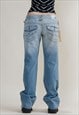 VINTAGE Y2K LOW WAIST WASHED BLUE FLARE WOMEN JEANS