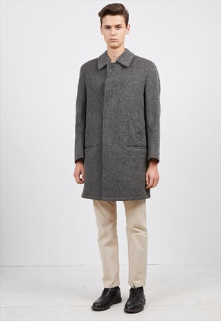 VINTAGE GREY FORMTREU FAUX FUR CAR COAT