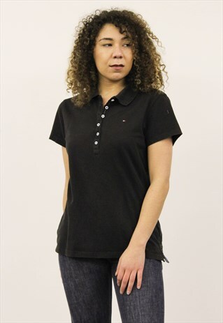 VINTAGE 1990S BLACK TOMMY HILFIGER POLO SHIRT