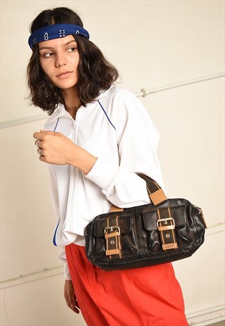 VINTAGE Y2K MINIMALIST ESPRIT LEATHER BAG IN BLACK