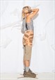 REWORKED VINTAGE Y2K BLEACHED SKIRT IN ORANGE COTTON