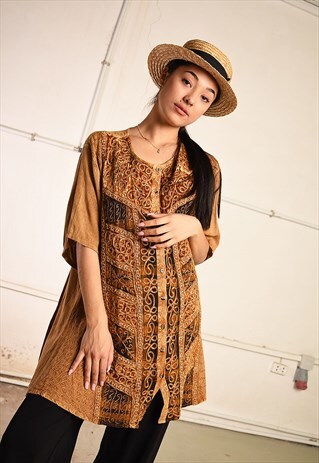 90'S RETRO EMBROIDERED BOHO FESTIVAL BLOUSE TOP