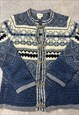 VINTAGE KNITTED CARDIGAN NORWEGIAN STYLE PATTERNED SWEATER