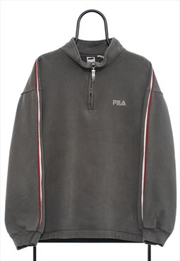 Vintage Fila Grey Quarter Zip Sweatshirt Womens