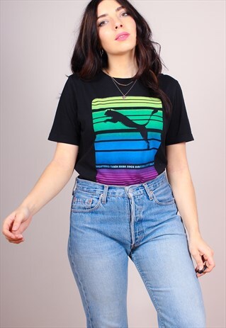 VINTAGE 90S OVERSIZED PUMA RAINBOW T-SHIRT