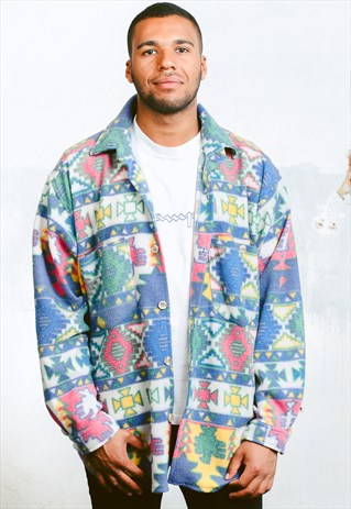 VINTAGE 90S AZTEC FLEECE JACKET SHIRT