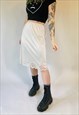 Vintage 90s 00s Y2K Grunge Satin White Floral Lace Skirt