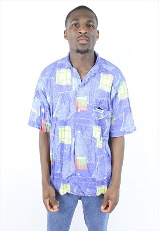VINTAGE ABSTRACT 90'S PATTERNED SHIRT