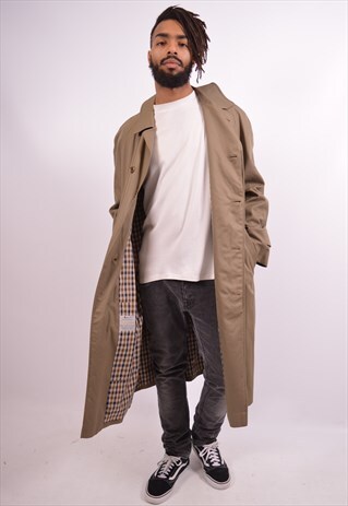 AQUASCUTUM MENS VINTAGE COAT MEDIUM KHAKI 90S