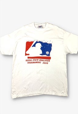 Vintage USSSA 2000 Baseball Graphic T-Shirt White XL BV19264