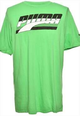 Vintage Light Green Puma Printed T-shirt - XL