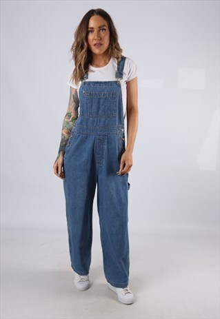 VINTAGE GAP DENIM DUNGAREES WIDE LEG UK 10 SMALL (C3V)