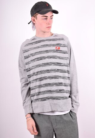 NIKE MENS VINTAGE SWEATSHIRT JUMPER LARGE GREY 90'S
