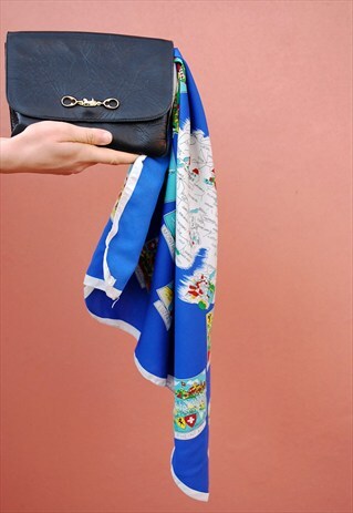VINTAGE 70'S TRAVEL PRINT SWITZERLAND SCARF