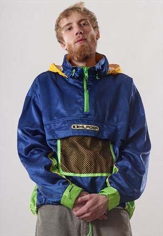 VINTAGE MENS TOMMY HILFIGER WINDBREAKER PULLOVER JACKET