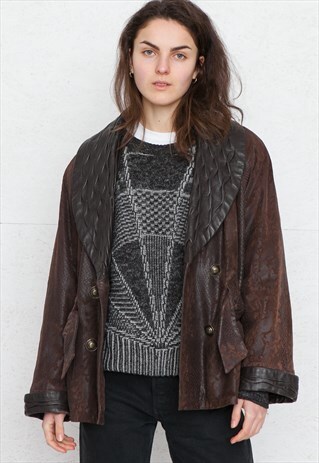 VINTAGE BROWN LEATHER JACKET COAT