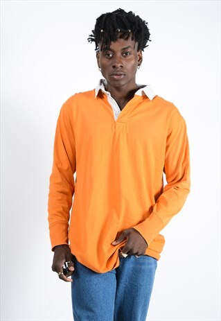 VINTAGE ORANGE LONG FIT RUGBY TOP.
