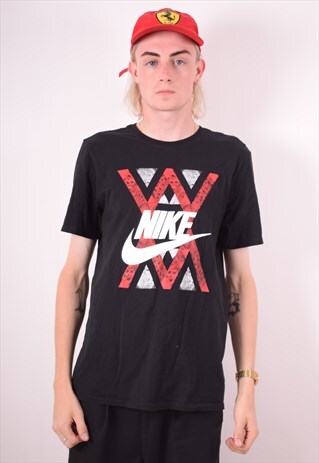 NIKE MENS VINTAGE T-SHIRT TOP MEDIUM BLACK 90S