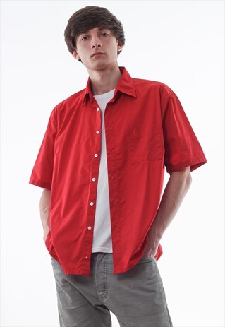 VINTAGE YVES SAINT LAUREN 90S RED SHORT SLEEVE