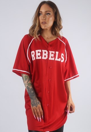 VINTAGE BASEBALL SPORT JERSEY OVERSIZED TOP UK 14 - 16 (GBS)