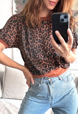 90s Cotton Leopard Blouse - M