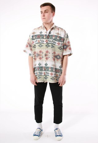 90S VINTAGE SUMMER MENS OLDSCHOOL COTTON SHIRT 13911