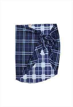 y2k BURBERRY blue wrap skirt pareo check print