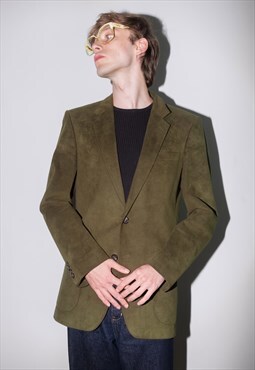Vintage Dark Green Suede Blazer 
