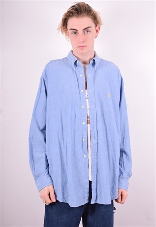 RALPH LAUREN MENS VINTAGE SHIRT XXL BLUE 90'S