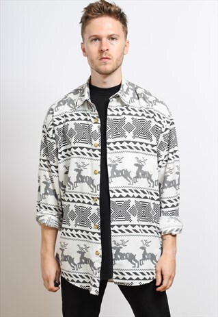 VINTAGE AZTEC PATTERNED SHIRT