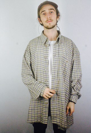 VINTAGE BEIGE CHECK FLANNEL SHIRT