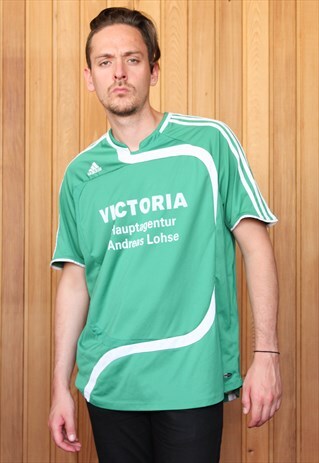 VINTAGE 1990S GREEN ADIDAS FOOTBALL SHIRT