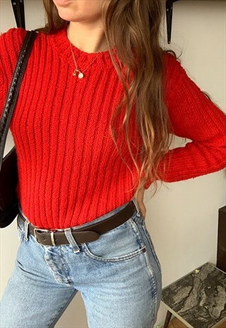 RARE VINTAGE 40S CHUNKY RIBBED KNIT ITALIAN JUMPER SWEATER