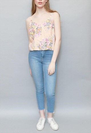 VINTAGE 1990'S PRETTY PINK FLORAL CROP TOP