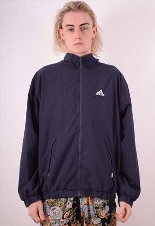 ADIDAS MENS VINTAGE TRACKSUIT TOP JACKET MEDIUM BLUE 90S
