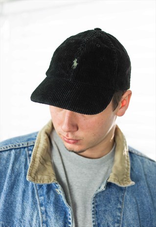 VINTAGE POLO RALPH LAUREN CAP CORDUROY LOGO 90S X 3.5