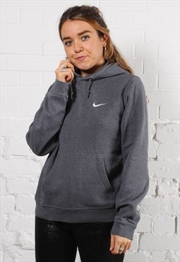 Vintage Nike Hoodie in Grey with Tick Logo Small