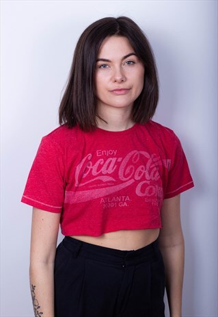 COKE COLA RAW HEM CROP TEE