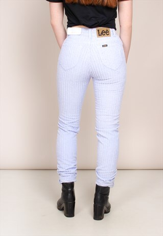 VINTAGE 80S LILAC CORDUROY SKINNY LEE JEANS