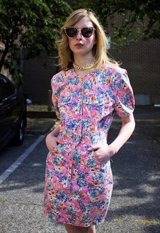FLORAL DENIM DRESS
